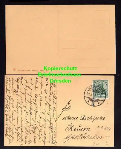 118204 2 AK Hainichen 1908 Wilhelmstrasse Wettinstrasse mit Kirche