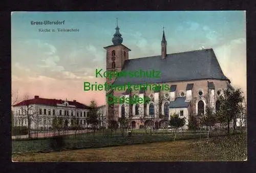 117351 AK Velke Losiny Groß Ullersdorf Kirche Volksschule um 1910