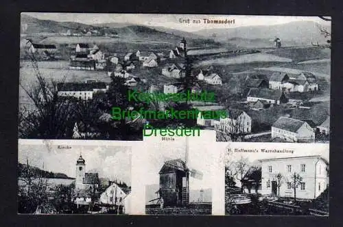 116958 AK Domanow Thomasdorf Windmühle Mole Kirche Warenhandlung 1923