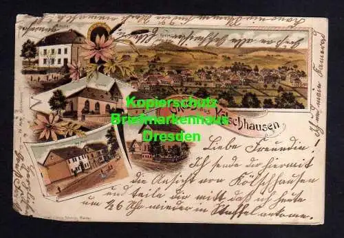 116924 AK Kölschhausen Ehringshausen Litho 1901 Schule Kirche Pfarhaus Geschäfts