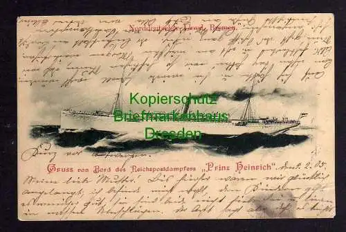 117474 AK Nordd. Lloyd Reichspostdampfer Prinz Heinrich 1905 Seepost Ost Asiatis