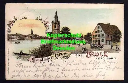 116539 AK Bruck bei Erlangen Litho 1899 Gasthaus zum goldnen Engel