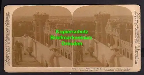 116716 Stereo Bild Tientsin China Litho 1901 Foreignerson German Club and City H