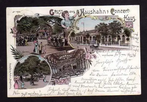 115247 AK Lübeck 1898 Konzerthaus Haushahn Litho Restaurant