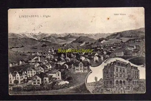 115758 AK Lindenberg i. Allgäu 1907 Hotel Krone + Panorama