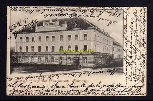 115753 AK Amberg um 1900 Hotel Pfälzerhof