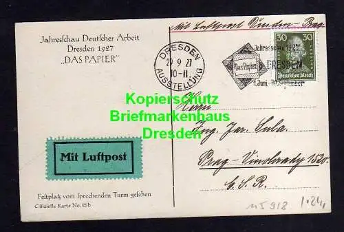 115918 AK Dresden 1927 Jahresschau Deutscher Arbeit Festplatz mit Luftpost Dresd