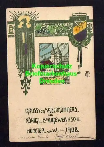 116004 AK Höxter Studentika 1908 Kaiserkommers Königl. Baugewerkschule