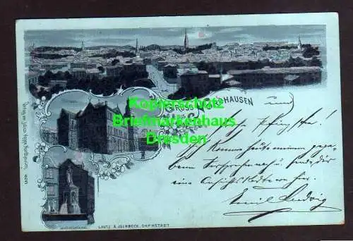 114755 AK Nordhausen Litho Rathaus Lutherdenkmal Litho 1899 Panorama