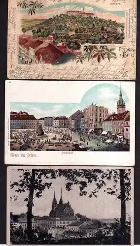 113593 3 AK Brünn Litho 1903 Spilberk Brna Krautmarkt um 1900 Petersdom um 1935