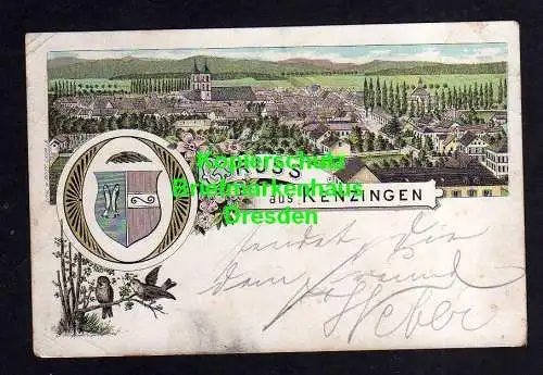 114141 AK Kenzingen Litho um 1900 Wappen Verlag Pfaff Lahr i. B.