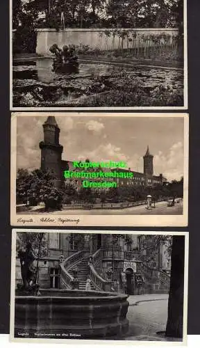 114274 3 AK Liegnitz 1931 Kinderbrunnen Neuer Park Schloss Regierung 1940 Neptun