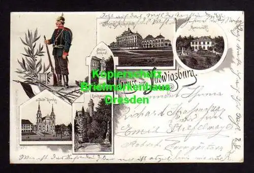 114430 AK Ludwigsburg  1898 Litho Marienwahl Stadtkirche Emichsburg Schloss Sold