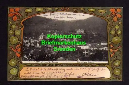 114427 AK Calw Die untere Stadt 1900 Passepartout Jugendstil