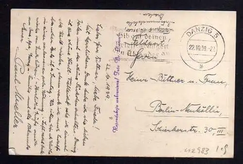 112983 AK Danzig Fotokarte 1939 Feldpost Nr. 31210 Postsammelstelle Dresden