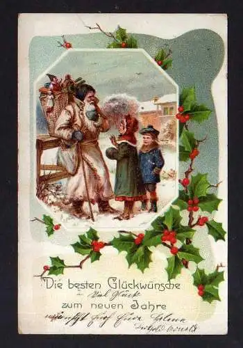 113082 AK Neujahr 1910 Die besten Glückwünsche Weihnachtsmann Kinder Geschenke