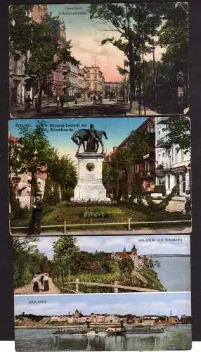 112456 3 AK Graudenz Feldpost 1916 Schützenstraße Bismarck Denkmal Getreidemarkt