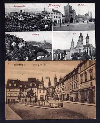 111431 2 AK Naumburg Saale Steinweg mit Dom 1919 Marientor Rudelsburg 1922