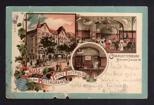 111036 AK Berlin Charlottenburg Litho 1904 Restaurant Prinz Luitpold Berliner St