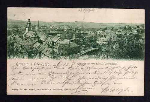 111213 AK Oberkotzau in Bayern 1904 Totalansicht vom Schloss Kirche Brücke Ort