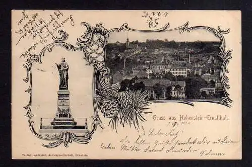 110560 AK Hohenstein Ernstthal 1903 Albert Denkmal Panorama