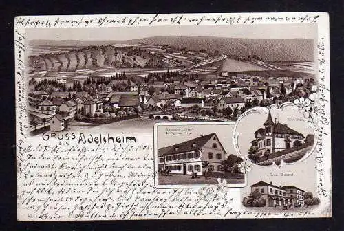 109471 AK Adelsheim Litho 1905 Bahnhof Gasthaus zum Hirsch Villa Weng