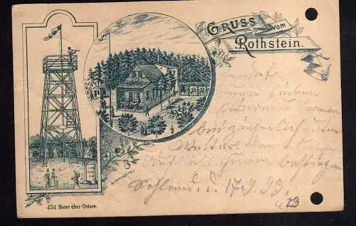 109965 AK Rothstein Vorläufer 1893 Privatganzsache Aussichtsturm Gasthaus Restau