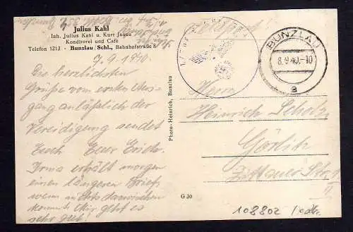 108802 AK Bunzlau Schlesien 1940 Konditorei und Cafe Kahl