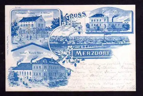 108154 AK Merzdorf Riesa 1901 Litho Gasthof R. Reiche Materialwaren Handlung