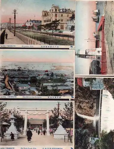 108882 5 AK Japan um 1915 Kobe Leuchtturm Wasserfall Medaki Kaigandori Surayama