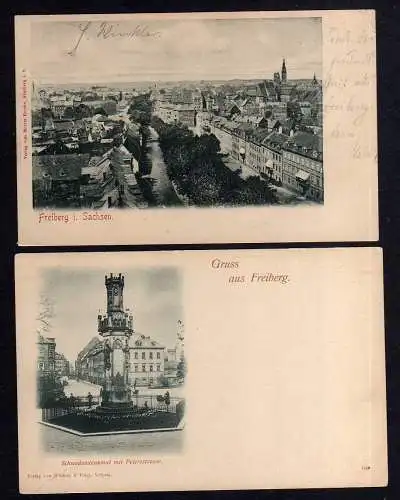 107533 6 AK Freiberg 1903 Stadt Schwedendenkmal Peterstraße Wassergasse 1912 Pos