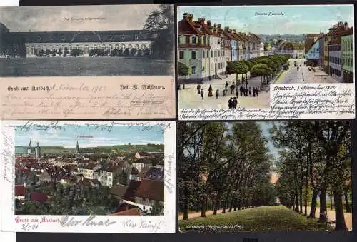 106239 4 AK Ansbach Hofgartenallee 1907 Panorama 1901 Orangerie Hofgartenansicht