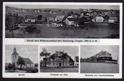 62316 AK Satzung 1938  Gasthaus zur Post Kirche Hirtstein mit Unterkunftshaus