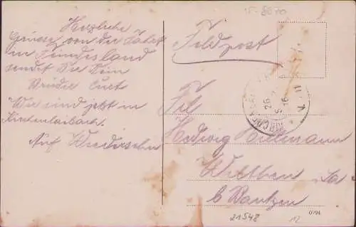 21548 AK Hof i. B. Wörthstrasse , gelaufen Feldpost 1916 Bayern