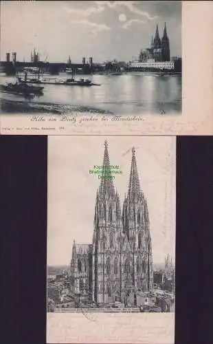 165196 2 AK Köln von Deutz gesehen1901 Dom 1900