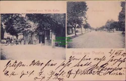 161328 AK Postlin 1903 Gasthof von Will. Kobs Dorfstrasse Karstädt n. Perleberg