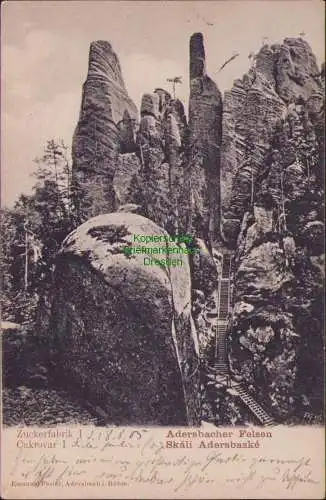 160643 AK Zuckerfabrik Cukrovar 1905 Adersbacher Felsen Skali Adersbaske