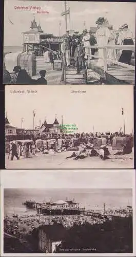 160577 3 AK Ostseebad Ahlbeck Seebrücke 1907 Strandleben 1909 Seebrücke 1928