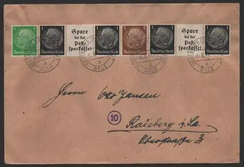 B-14459 Brief DR Hindenburg ZD Stempel Deutsches Dienstpostamt Oslo 1944