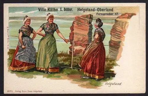 63274 AK Litho Helgoland Oberland Villa Warenhaus Käthe Bebber um 1900