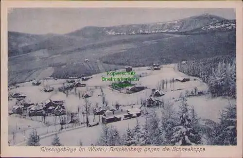 171712 AK Riesengebirge im Winter: Brückenberg gegen die Schneekoppe 1924