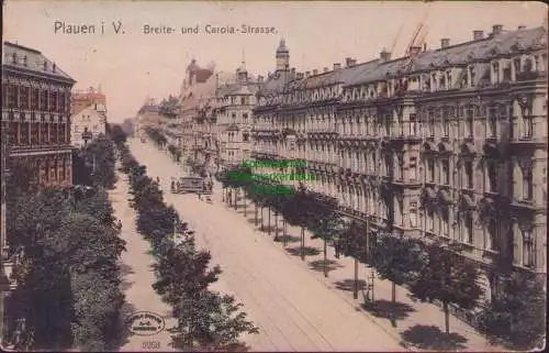 171691 AK Plauen i V. Breite- und Carola-Strasse 1908