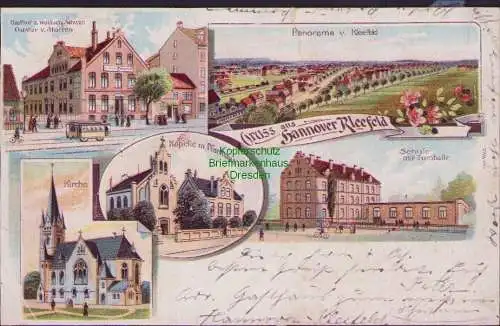 165028 AK Hannover Kleefeld Litho 1903 Gasthof z. weissen-Schwan Gustav Storren