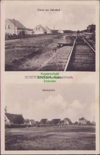 156204 AK Schwenten Kreis Grünberg Niederschlesien Swietno Bahnhof Marktplatz