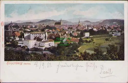 156278 AK Hirschberg Schlesien 1901 Panorama Bahnpost Breslau - Dittb. - Görlitz