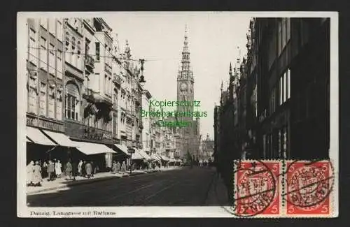 145379 AK Danzig Heubude Fotokarte Langgasse mit Rathaus 1935