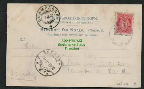 139166 AK Nystuen Norwegen 1900 über Bergen nach Champagne VD Schweiz