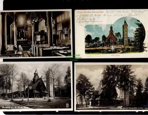 130861 8 AK Riesengebirge Kirche Wang 1903 Innenansicht 1920 Rübezahl Gedicht