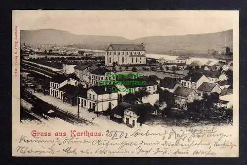 126341 AK Karthaus Konz Rheinland-Pfalz 1902 Bahnhof Kirche