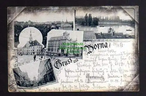 123507 AK Borna 1898 Stadthaus Reichsstrasse Post Teich Bahnpost Leipzig Chemnit